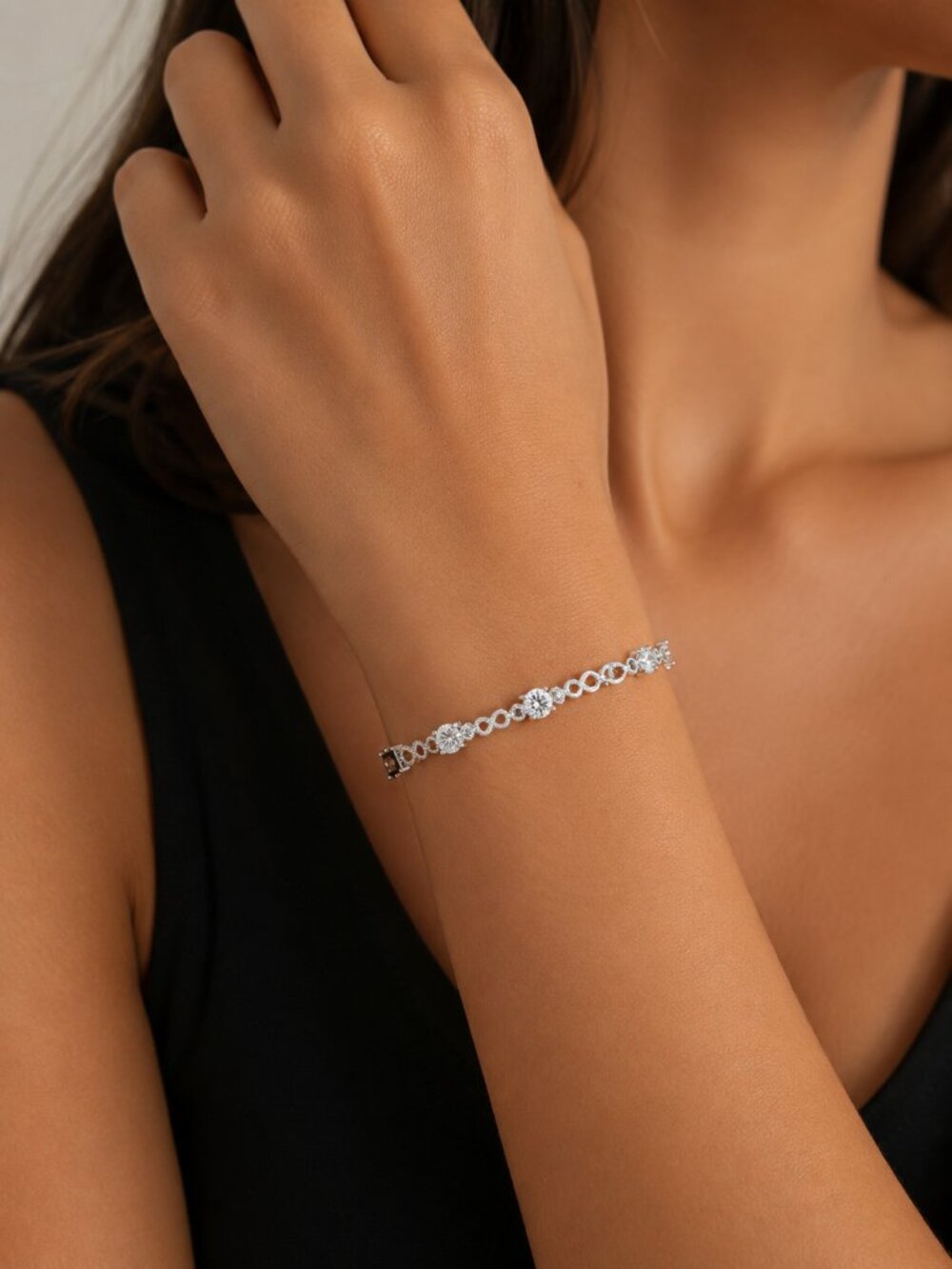 New Sterling Silver Infinity CZ Sterling silver Bracelet 7.5 inches
